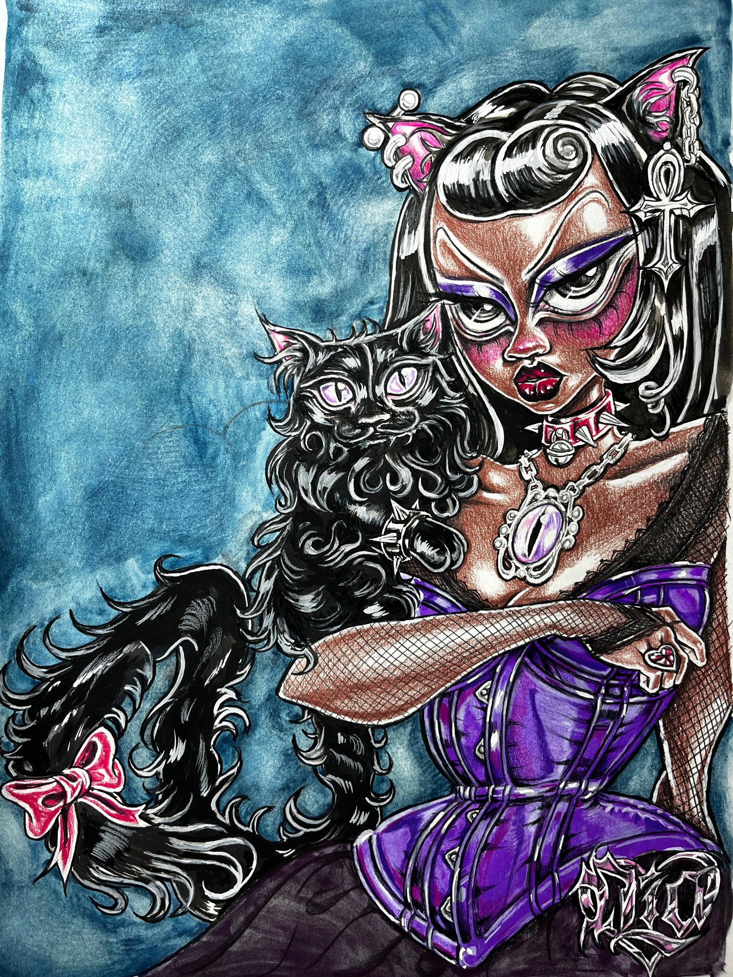 Black cat ♡ original illustration