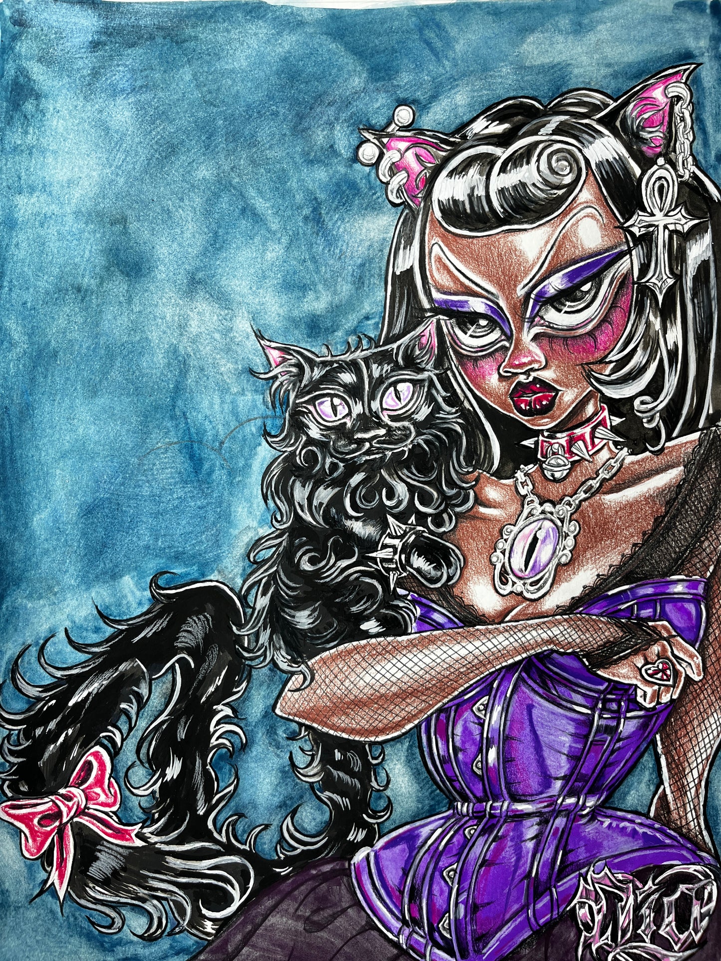 Black cat ♡ original illustration